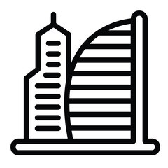 Skyscraper tower and tall building line icon, real estate concept. Vector graphics. City skyscraper, multi storey house sign on white background, style mobile or design.