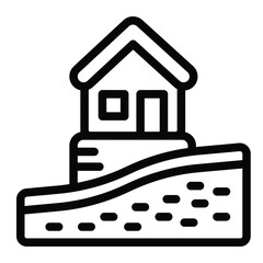 Ground cut and house foundation line icon, construction concept. Vector graphics. Foundation plan for cottage building sign on white background, style mobile or design.