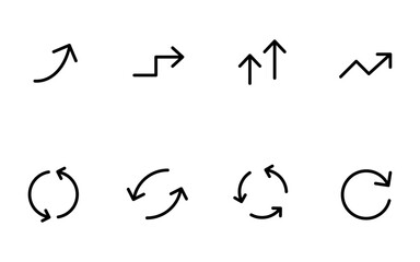 Set of black and white, cute and simple arrow icons, advance and replace