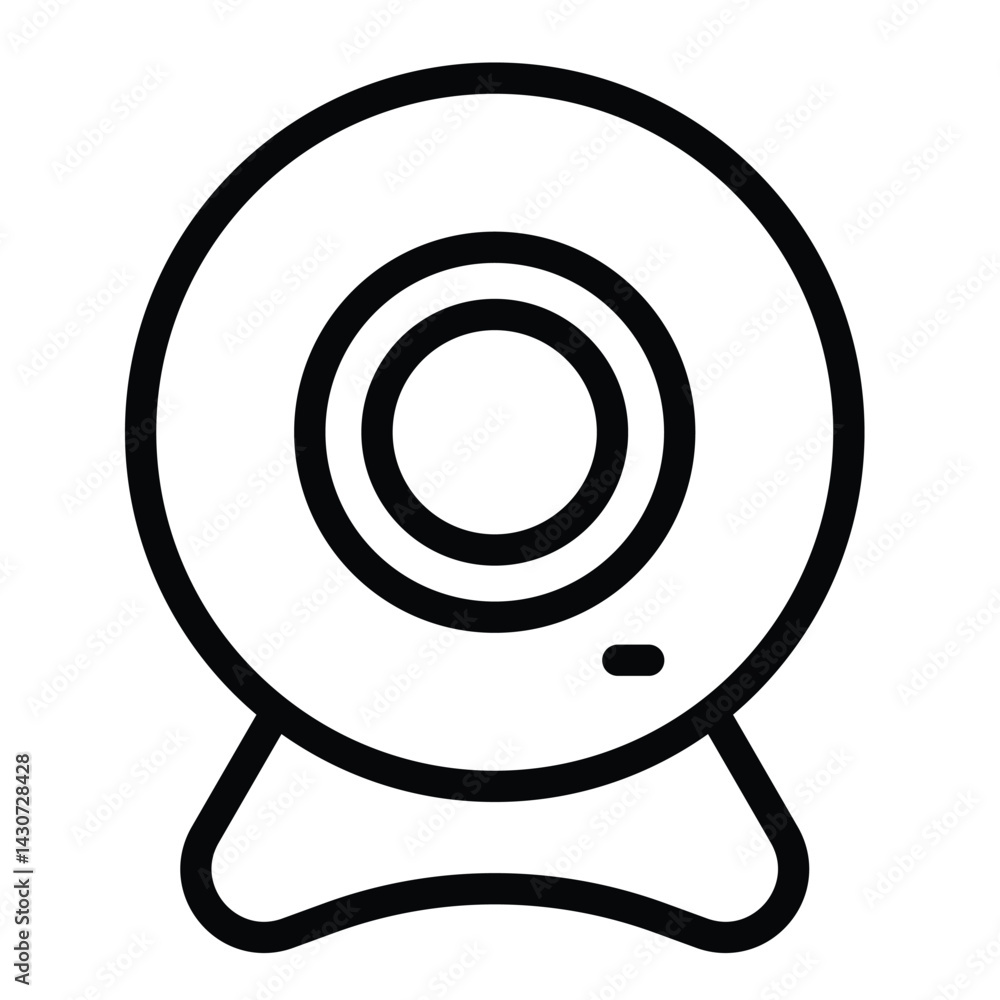 Poster web camera line icon, remote work concept. vector graphics. video call recording device for online c