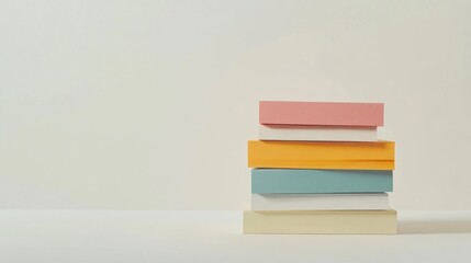Stack of colorful books on a white background