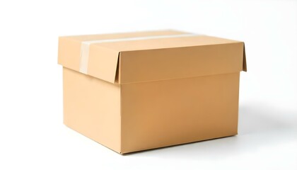 Closed cardboard box isolated on a white background