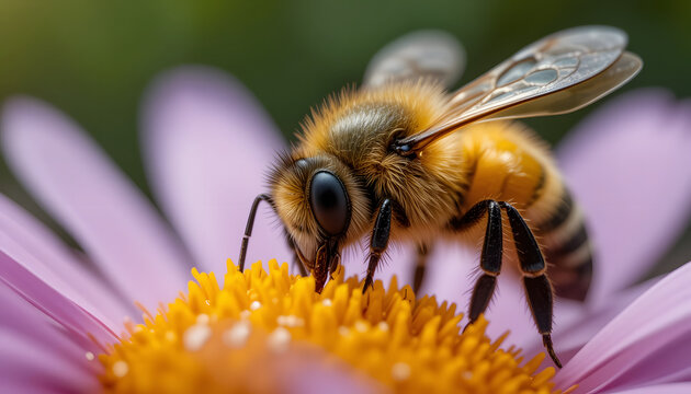 bee on a flower desktop wallpaper 4k