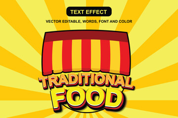 Vector Text Effect Traditional Food is perfect for street food promotions. Ideal for posters, banners, and social media, it adds bold, cultural flair to attract attention and boost visibility.