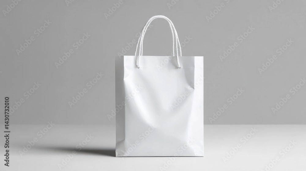 Aufkleber white foil bag on gray background, isolated product shot for branding