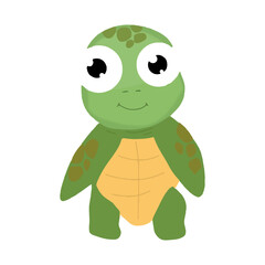 Kawaii turtle character design illustration. kawaaii, cute turtles. Cute sea turtle cartoon isolated on white background Vector illustration