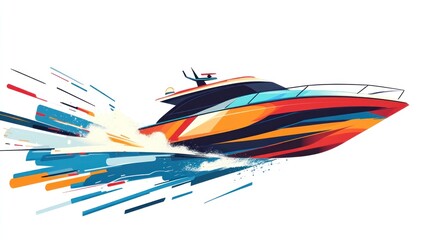 Fototapeta premium Fast luxury yacht, splashing through water