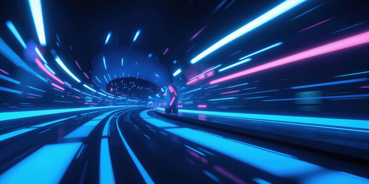 Midnight Blue & Neon Cyan Stream - A striking combination of midnight blue with neon cyan, ideal for tech startups