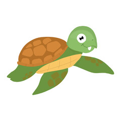 Kawaii turtle character design illustration. kawaaii, cute turtles. Cute sea turtle cartoon isolated on white background Vector illustration