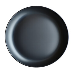 Empty Black Plate Top View. Dark Tableware and Kitchenware High Quality Isolated Photo