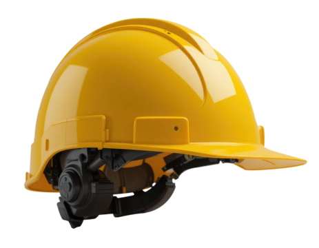 Yellow Safety Helmet Isolated on Transparent Background.