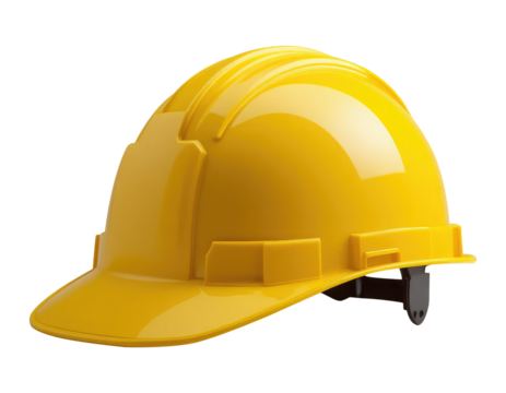 Yellow Construction Safety Helmet Isolated on Transparent Background. - Powered by Adobe