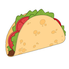 Hand-Drawn Taco - Mexican Fast Food Snack Art