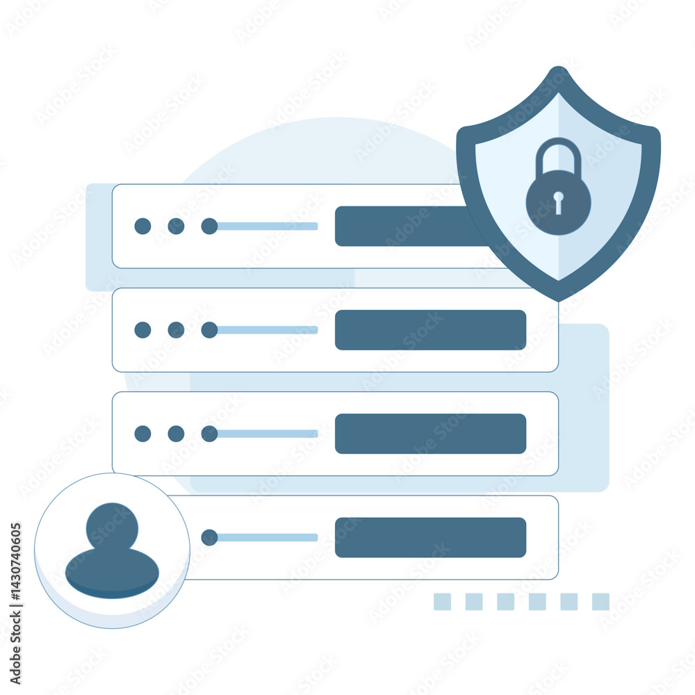 Poster digital data protection concept. cyber ​​security icon. data security. data center, access rights co