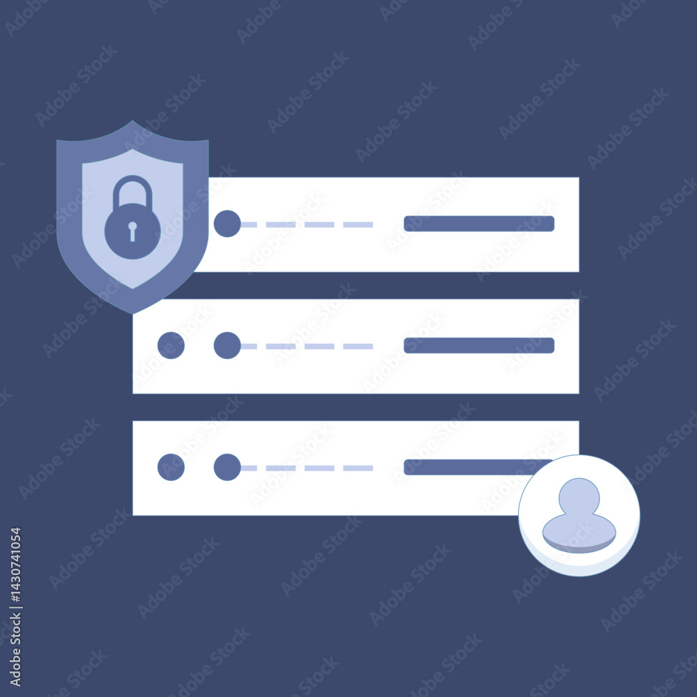 Poster digital data protection concept. cyber ​​security icon. data security. data center, access rights co