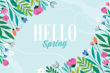 Flower leaves and berries Hand Drawn Flat Composition