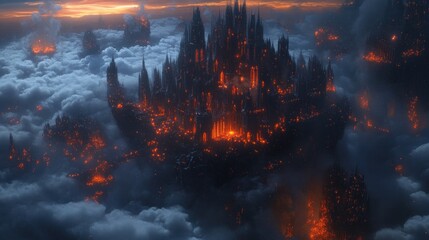 Fototapeta premium Fiery Cloud City