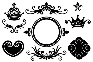 Elegant vintage floral frame and border elements, perfect for decorative designs and illustrations