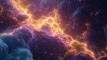 Fototapeta premium Celestial expanse with glowing cosmic clouds and dazzling stardust
