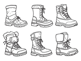 snow boots art sketch elegant design footwear winter line art drawing
