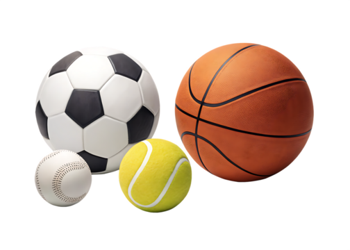 Set of sports balls isolated on white background as transparent. PNG - Powered by Adobe