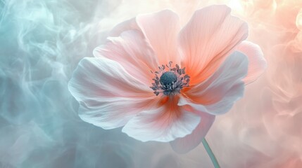 Ink swirl blooms gently on a pastel toned background