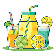 American lemonade set isolated shilhotee vector on white background