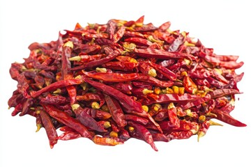 Fototapeta premium A vibrant red chili pepper featuring a green stem against a white background