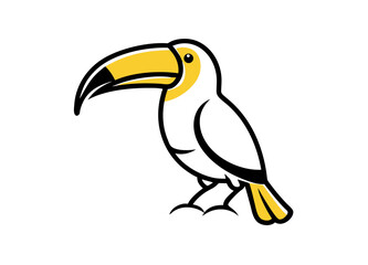 Stylized Toucan Illustration with Yellow and Black Beak Vector Icon