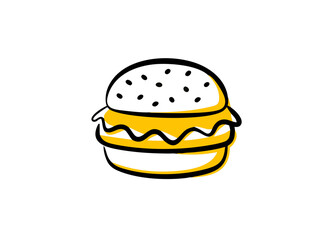 Stylized Yellow and Black Hamburger Illustration Vector Icon
