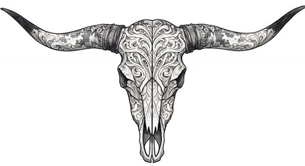 Ornate longhorn skull graphic design
