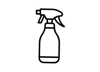 Minimalistic Line Drawing of a Spray Bottle, Black and White Vector Icon