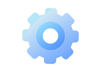 Blue Gradient Gear Icon with Eight Teeth Vector Icon