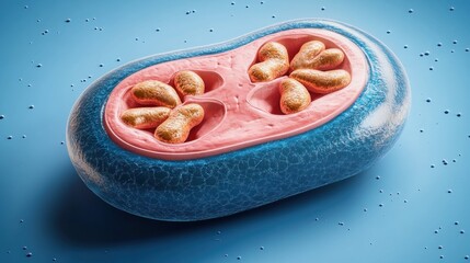 Cross-section of a cell with internal structures.
