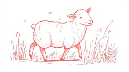 Smiling sheep in a grassy field