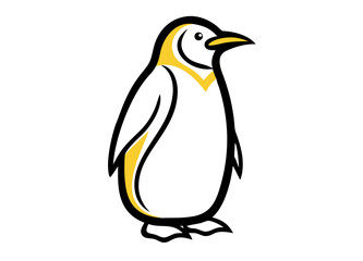Stylized Penguin Illustration with Yellow Accents, Minimalist Design Vector Icon