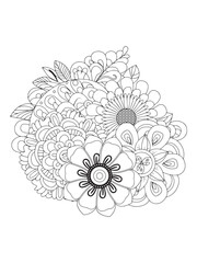 detailed line art flowers for coloring