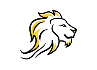 Fototapeta premium Bold Lion Head Illustration with Flowing Black and Yellow Mane Vector Icon