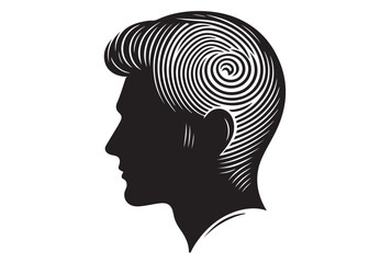 silhouette of a hairstyle logo silhouette, men hairstyle logo icon silhouette, bearded man head silhouette, black silhouette man haircut silhouette vector on white background