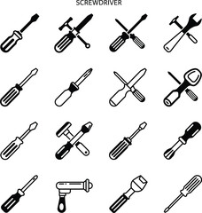Screwdriver Vector Icon – Clean and Editable Tool Illustration for DIY or Repair Projects