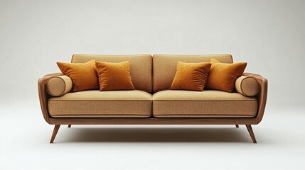 Tan leather sofa modern classic design home furniture