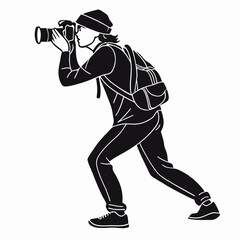 Naklejka premium Photographer Taking Pictures Silhouette Graphic Style Minimalist Vector Art Photography Concept Illustration