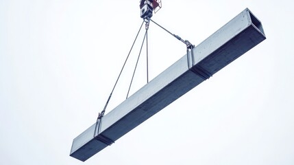 Obraz premium Steel Beam Lifting: Construction Site Image