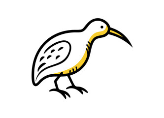 Stylized Bird Illustration with Yellow Neck and Underbelly Vector Icon