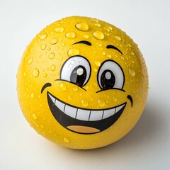 Yellow emoji with wide eyes, open-mouth smile, and a surprised joyful expression, radiating energy and fun, set on a white background