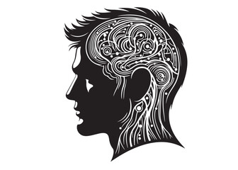 silhouette of a hairstyle logo silhouette, men hairstyle logo icon silhouette, bearded man head silhouette, black silhouette man haircut silhouette vector on white background