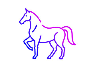 Stylized Horse Outline Illustration with Gradient Colors from Blue to Pink Vector Icon