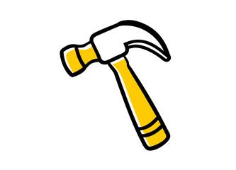 Vector Illustration of a Hammer with a Yellow Handle and Metallic Head