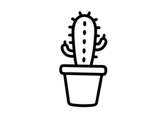 Vector Illustration of a Simple Cactus in a Rounded Pot with Small Spikes