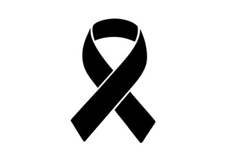 Vector Illustration of a Black Mourning Ribbon Symbolizing Remembrance and Solidarity